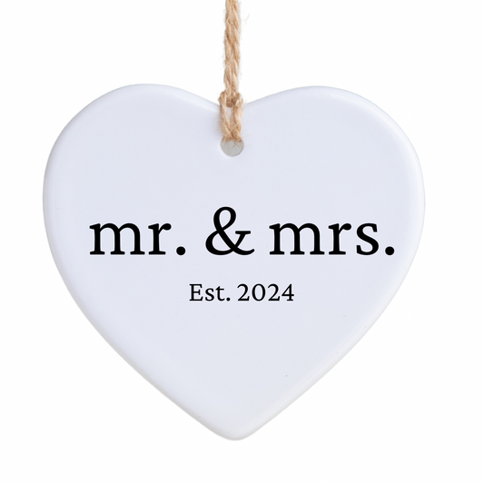 Mr & Mrs Est 2024 Ornament